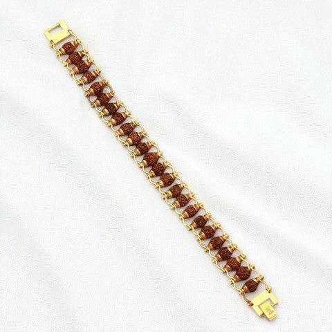 Gold Plated Modern Rudraksha Bracelet By Nirvana Finds