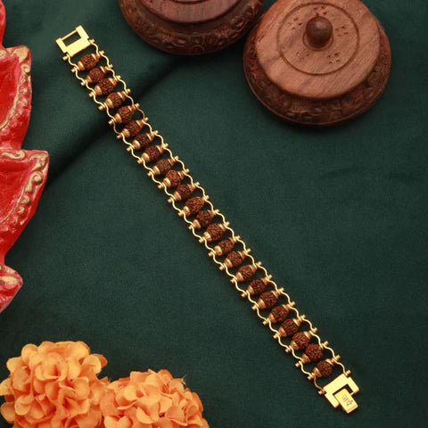 Gold Plated Modern Rudraksha Bracelet By Nirvana Finds