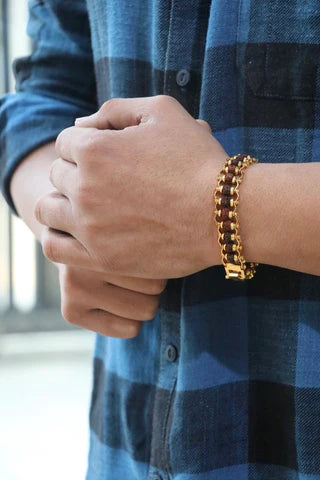 Gold Plated Modern Rudraksha Bracelet By Nirvana Finds