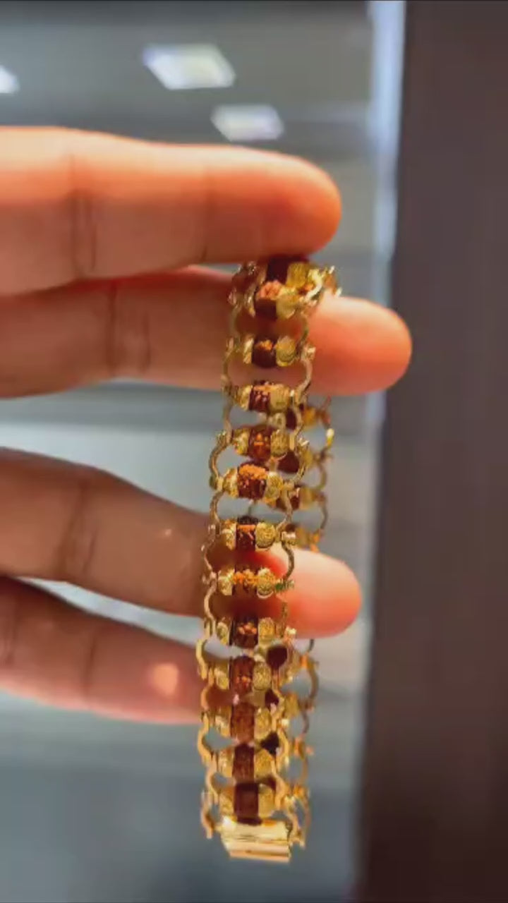 Gold Plated Modern Rudraksha Bracelet By Nirvana Finds